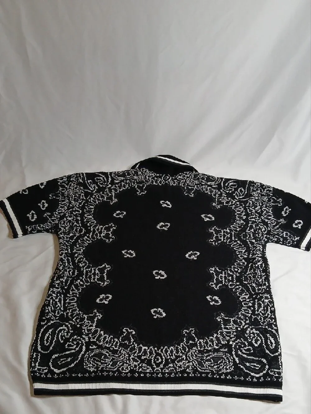 AMIRI Black & White Bandana-Print Polo